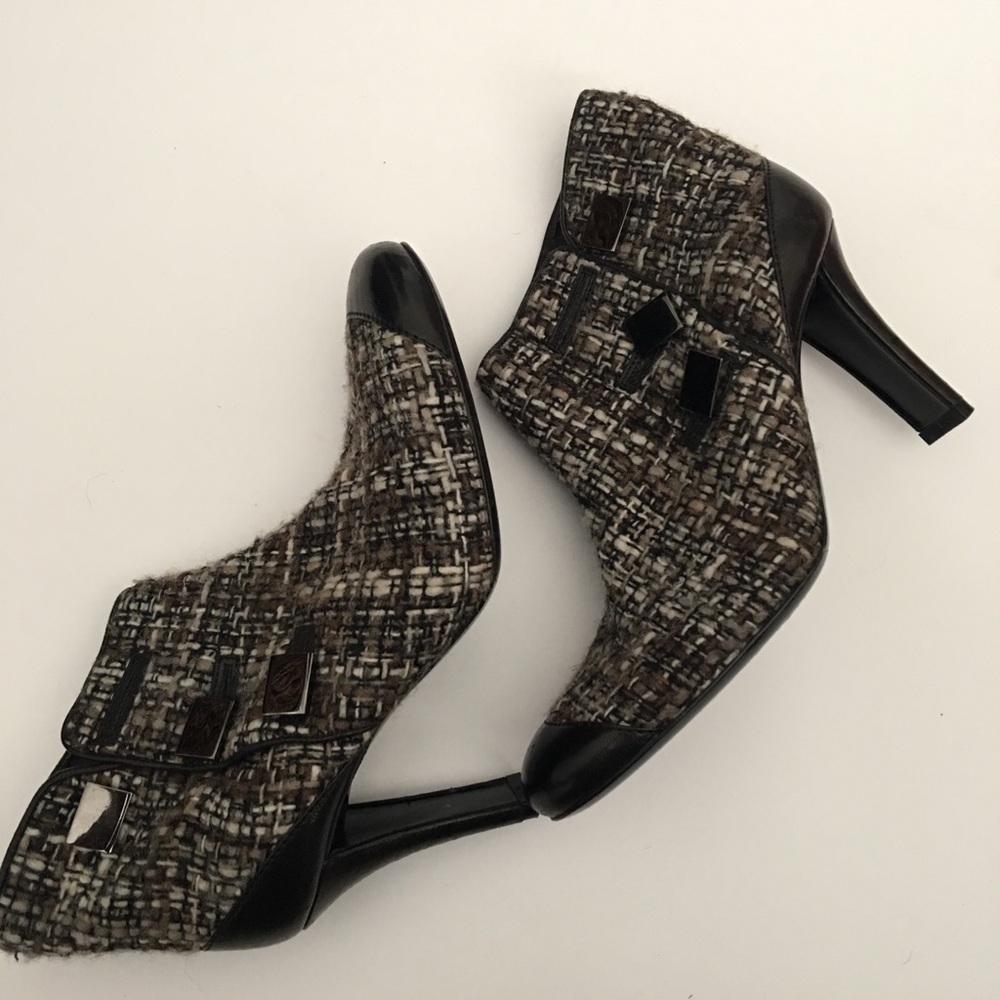 Rodolphe Menudier Tweed Leather Booties